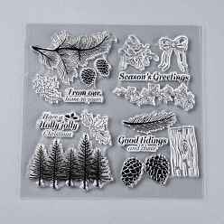 Tree Plastic Stamps, for DIY Scrapbooking, Photo Album Decorative, Cards Making, Stamp Sheets, Christmas Themed Pattern, 145x145x3mm