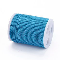Cyan Round Waxed Polyester Cord, Taiwan Waxed Cord, Twisted Cord, Cyan, 1mm, about 12.02 yards(11m)/roll