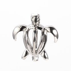 Платина Латунные подвески с ажурной резьбой, без кадмия, без никеля и без свинца, полый, черепаха, платина, 20x18x11 мм, отверстие : 2 мм