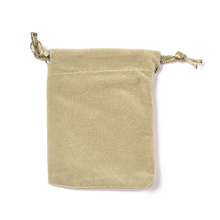 Sandy Brown Rectangle Velours Jewelry Bags, Sandy Brown, 9.4x7.6cm