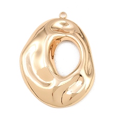 Light Gold 304 colgantes de acero inoxidable, dijes ovalados irregulares martillados, la luz de oro, 38.5x28x4.5 mm, agujero: 2 mm