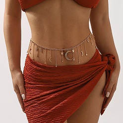 Золотой Луна звезда железный кристалл стразы кисточка талия живот цепи для женщин, золотые, 1210 мм