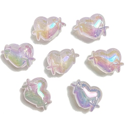 Розовый 10 шт. светящиеся акриловые бусины с УФ-покрытием, светится в темноте, сердце, туманная роза, 14x20 мм