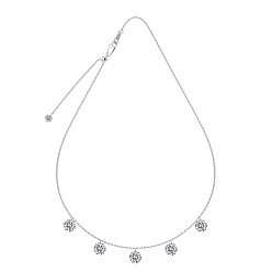 Платина Прозрачный кубический цирконий 5 плоская круглая подвеска 925 ожерелья из стерлингового серебра с цепочкой для женщин, родий, платина, 18.31 дюйм (46.5 см)