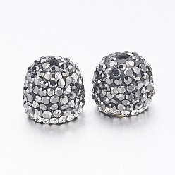 Гематит Латуни мозг заканчивается, Торцевые крышки, с полимерной глиной стразами, золотые, гематит, 10x10.5 мм, отверстие : 1.5~2 мм, внутренний диаметр: 7 мм