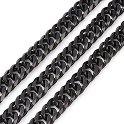 Electrophoresis Black 304 Stainless Steel Cuban Link Chains,  Unwelded, Electrophoresis Black, 8x6x2mm