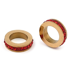 Сиамский Ионное покрытие (ip) 304 европейские бусины из нержавеющей стали, с полимерной глиной горный хрусталь, бусины с большим отверстием, колонка, золотые, Сиам, 10x2.5 мм, отверстие : 6 мм