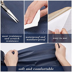 Dark Blue PU Leather Self-adhesive Fabric, Rectangle, Dark Blue, 120x40.4x0.08cm
