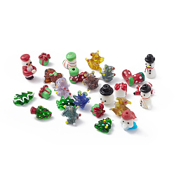 Mixed Color Christmas Theme Handmade Lampwork Beads, Mixed Shapes, Mixed Color, 10.5~27.5x11~23.5x7.5~23mm, Hole: 1.2~2mm