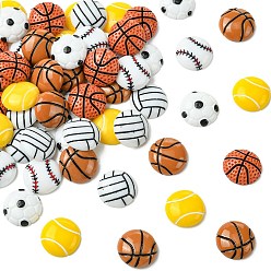 Mixed Color 60Pcs 6 Styles Sport Opaque Resin Cabochons, Mixed Shapes, Mixed Color, 15.5~16x4~5.5mm, 10pcs/style