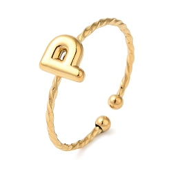 Letter P 304 открытые манжеты из нержавеющей стали, украшения для женщин, реальный 18 k позолоченный, Письмо P, внутренний диаметр: 19 мм, Письмо: 7x6 мм