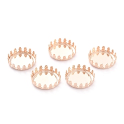 Розовое Золото 304 Настройки нержавеющей стали кабошон, кружева края ободок чашки, плоско-круглые, розовое золото , 13x4 мм лоток: 12 мм