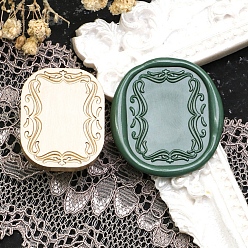 Rectangle Flower Frame Brass Stamp Heads, for Wax Seal Stamp, Wedding Invitations Making, Rectangle, 24.5x20.5x14mm, Inner Diameter: 7.5mm