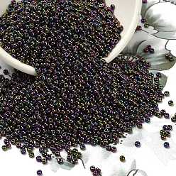 Разноцветный 12/0 круглый стеклянный бисер класса А, металлик цвета радужной оболочки, красочный, 12/0, 2x1.5 мм, отверстие : 0.3 мм, около 30000 шт / упаковка