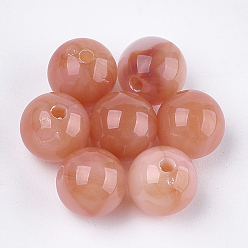 Dark Salmon Acrylic Beads, Imitation Gemstone Style, Round, Dark Salmon, 10x9.5mm, Hole: 1.8mm, about 875pcs/500g