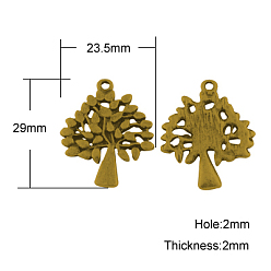 Античное Золото Сплавочные подвески тибетского стиля, без кадмия и без свинца, дерево, античное золото , 28x24x1.8 мм, отверстие : 2 мм