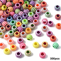 (52) Непрозрачная лаванда 300шт. бусины из европейских бусин, окрашенные акриловой краской из баллончика, бусины с большим отверстием, рондель с полосой, разноцветные, 9.5x7.5 мм, отверстие : 4.5 мм