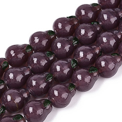 Фиолетовый Бусины лэмпворк , грушевые обереги, фиолетовые, 14~15x11.5~12x11.5~12 мм, отверстие : 0.9~1.2 мм, около 20 шт / нитка, 11.22~11.42'' (28.5~29 см)