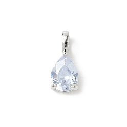 Алиса Синий Латунные подвески с камнями по знаку зодиака., подвески в форме капли из одиночного кубического циркония, апреля, без кадмия и без свинца, платина, Алиса Блю, 14x6x5 мм, отверстие : 2.5x4 мм