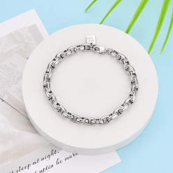 Платинированный Латунь цепи браслеты, браслеты-цепочки для женщин, с печатью удачи, без никеля , Реальная платина, 8-1/8 дюйм (20.5 см)