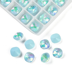 Синий Заостренные заднее стекло горный хрусталь кабошоны, имитация турмалина, граненые, квадратный, синие, 8x8x5 мм