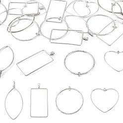 Античное Серебро 24шт 4 стили подвески из сплава в тибетском стиле, кольцо в форме сердца, прямоугольник, конский глаз, разнообразные, античное серебро, 47~73.5x33~53x2 мм, отверстие : 1.8~3 мм, 6 шт / стиль