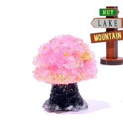 Розовый Кварц Натуральный розы украшения кварц дисплей, украшение для домашнего офиса из смолы, дерево, 42x50 мм