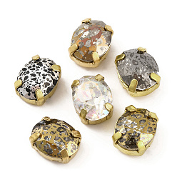 Золотой Шить на горный хрусталь, многожильные звенья из стекла, хрусталя и стразов, с настройками латуни, аксессуары для одежды, граненые, овальные, золотые, 10x8x5.5 мм, отверстие : 0.8 мм