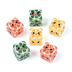 (52) Непрозрачная лаванда Печатные прозрачные акриловые бусины, кубик с мандарином, разноцветные, 13.5x13.5x13.5 мм, отверстие : 3 мм