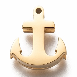 Golden 304 Edelstahl Diacharme, Anker, golden, 12x10.5x3.5 mm, Bohrung: 8x1.5 mm