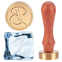 Letter B 1головка штампа из латуни золотистого тона, с прямоугольными бархатными мешочками 1pc и ручкой из грушевого дерева 1pc, для сургучной печати, В письме, латунная головка штампа: 30x12 мм