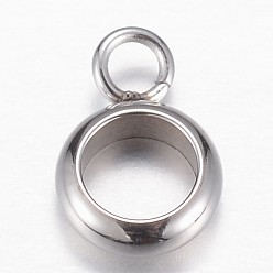 Stainless Steel Color Tarnish Resistant 303 Stainless Steel Hangers Link, Tube Bails, Loop Bails, Stainless Steel Color, 9x6x2mm, Hole: 1.5mm, inner diameter: 4mm