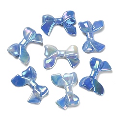 Royal Blue UV Plating Rainbow Iridescent Acrylic Beads, Bowknot, Royal Blue, 24x33x7mm, Hole: 3.5mm