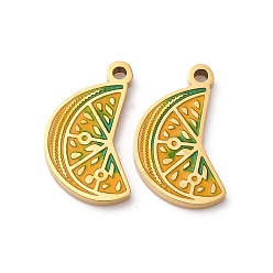 Durian Фруктовая серия 304 эмалированные подвески из нержавеющей стали, ионное покрытие (ip), золотые, дуриан, 14.5x8x1 мм, отверстие : 1.2 мм