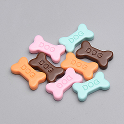 (52) Непрозрачная лаванда Кабошоны из смолы, кость со словом собака, разноцветные, 11x18x4 мм