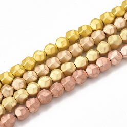 (52) Непрозрачная лаванда Гальванизировать немагнитных синтетический гематит бисер пряди, матовый стиль, граненые, круглые, разноцветные, 4x4.5x4 мм, отверстие : 1 мм, около 94 шт / нитка, 15.7 дюйм