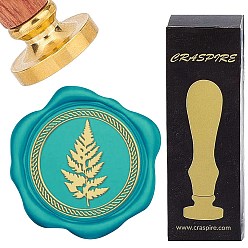 Лист Набор сургучной печати, золотистый тон сургучной печати цельная латунная головка, с деревянной ручкой в стиле ретро, для конвертов приглашений, подарочная карта, лист, 83x22 мм, штампы: 30x14.5 мм