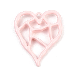 Pink Подвески из сплава , сердце прелести, окрашеные, без кадмия и без свинца и без никеля, розовые, 35.5x30x6 мм, отверстие : 3 мм