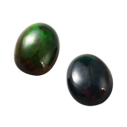 Oval Натуральные черные опаловые кабошоны, плоский зад, овальные, 8x6x3 мм, 2 шт