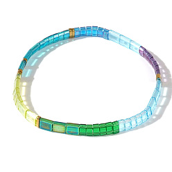 Разноцветный Браслеты из стеклянных бусин в богемном стиле для женщин и мужчин, прямоугольные, красочный