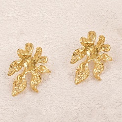 Золотой День святого Валентина 304 серьги-гвоздики из нержавеющей стали, текстурированный цветок, золотые, 40x28 мм