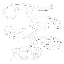 Прозрачный 5шт. 5 стили акриловые шаблоны для рисования, набор измерительных линеек, прозрачные, 6~8x14~24x0.3 см, 1 шт / стиль