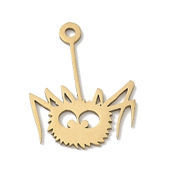 Золотой 201 подвески из нержавеющей стали, пушистые паучьи брелоки, золотые, 24.5x19x1 мм, отверстие : 1.9 мм