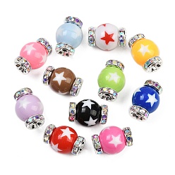 Звезда Бусины со стразами из смолы, конфеты, с латунной фурнитурой , звезда, 16x11.5~12 мм, отверстие : 2.2 мм