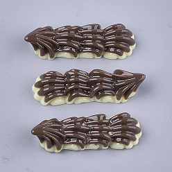 Разноцветный Смола декодирует кабошоны, имитация еды, шоколадный крем, красочный, 43~44x13x9~10 мм