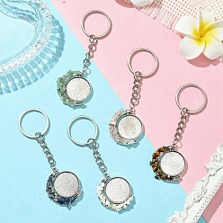 Античное Серебро Брелки из сплава с натуральным лазуритом, говлитом, авантюрином, тигровым глазом и розовым кварцем, с железными разрезными брелоками, античное серебро, 84 мм