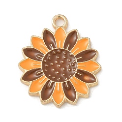 Цветок Подвески из сплава на день благодарения, с эмалью, золотые, цветок, 23x20x1.5 мм, отверстие : 2 мм