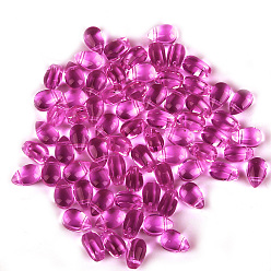 Ярко-Розовый Прозрачные стеклянные амулеты, слеза, ярко-розовый, 9x6x6 мм, отверстие : 0.8 мм