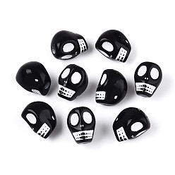 Черный Непрозрачные акриловые бусины, череп, чёрные, 9.5x7.5x8 мм, отверстие : 1.8 мм, Около 1219 шт / 500 г