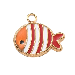 (123L) Белый крем непрозрачный блеск 304 нержавеющей стальной эмали подвески, очарование рыбы, реальный 18 k позолоченный, огнеупорный кирпич, 15.5x17x1.5 мм, отверстие : 2 мм